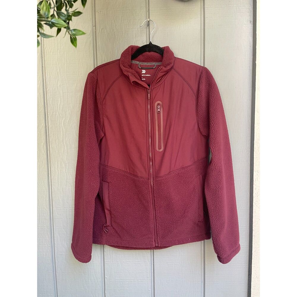 All in Motion Men’s Sherpa Fleece Full Zip Jacket Burgundy Size S